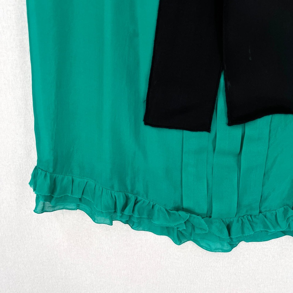 DOLCE & GABBANA Silk Sleeveless Top Womens 40 Green Black Ruffle Bow Blouse - Picture 10 of 16